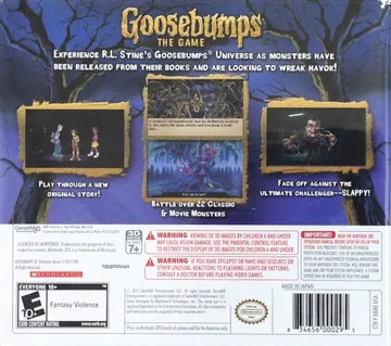 Goosebumps - The Game (USA) box cover back